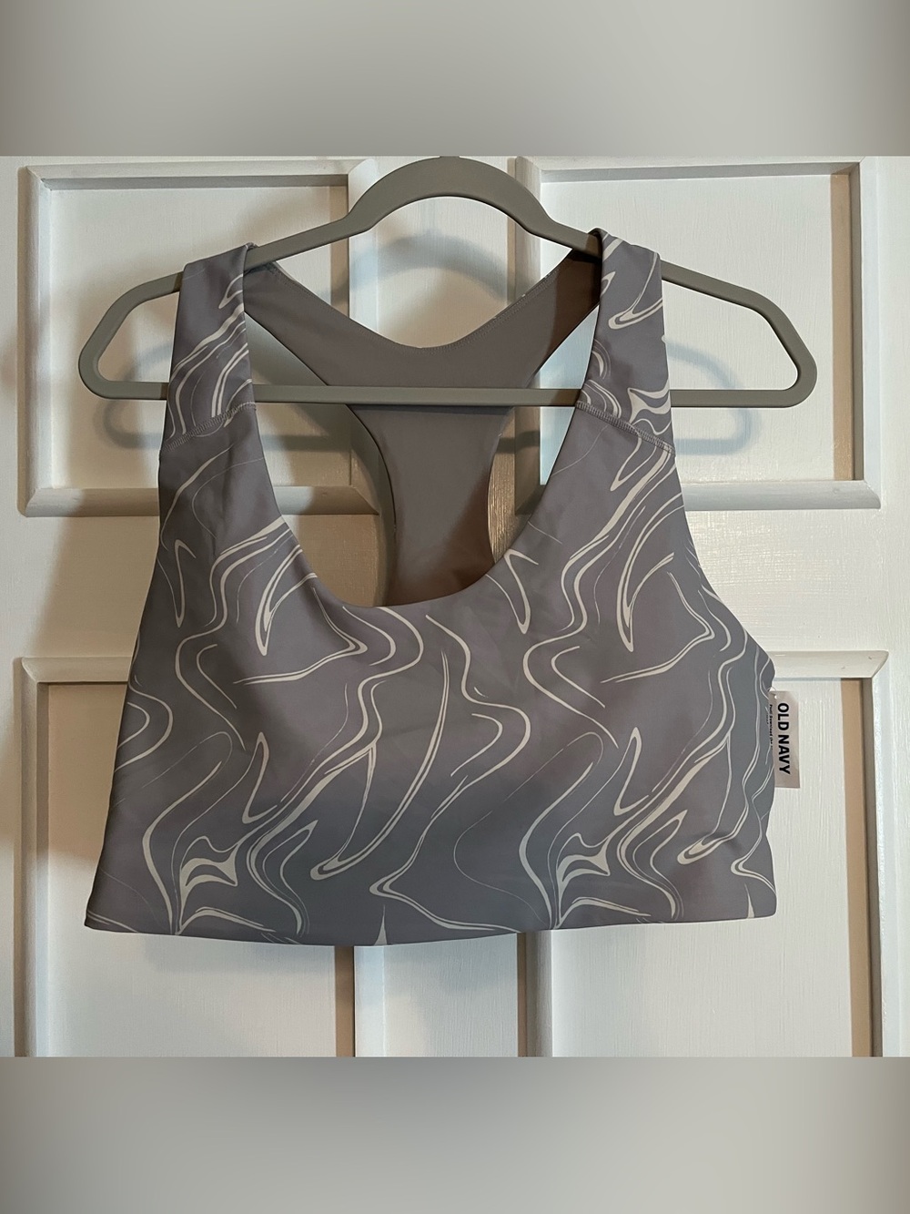 Old Navy Gray Marble-Print Racerback Sports Bra